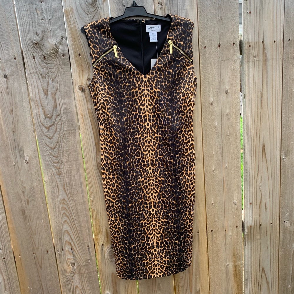 🆕 NWT Carmen Marc Valvo Leopard Dress